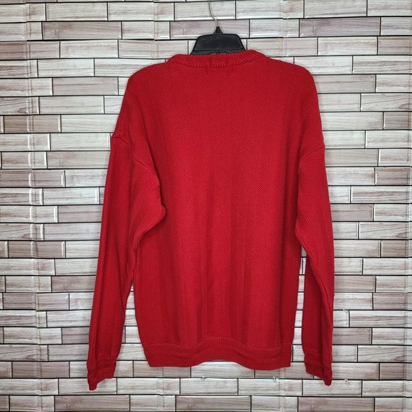 Chaps Ralph Lauren Sweater Men's Large Red Pullover Hand Framed Cotton Outdoors‎ - Picture 5 of 11